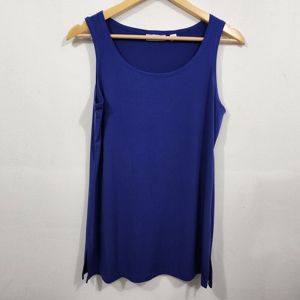 Susan Graver Liquid Knit Tank Top Camisole Cobalt Stretch Sleeveless Womens XS
